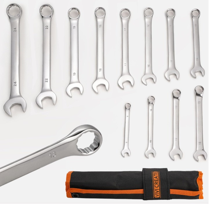 Juego Llaves Combinadas 12 Pzas Métrico 8-24mm con Bolsa Oxford Taller Auto