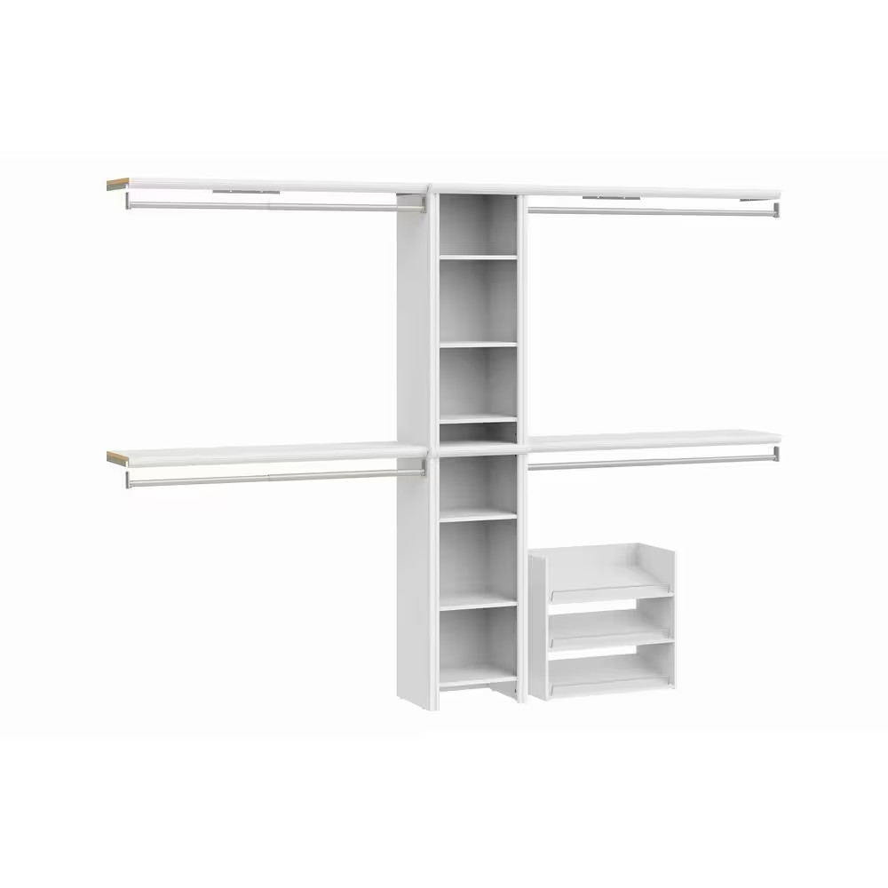 Impressions 48.97-112.97 In. W White Adjustable 11-Shelf Wood Closet System with