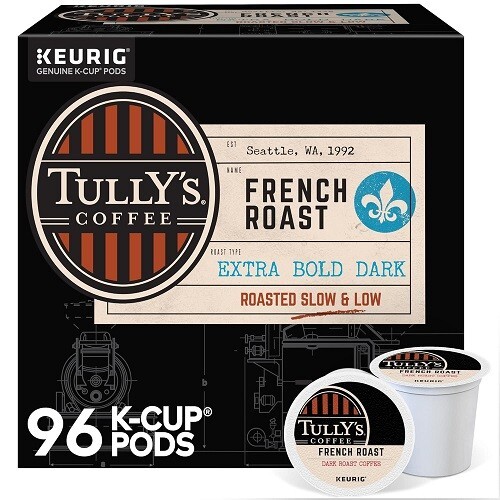 Tully’s Coffee French Roast, Dark Roast Coffee K-Cup Pods, 96 Count