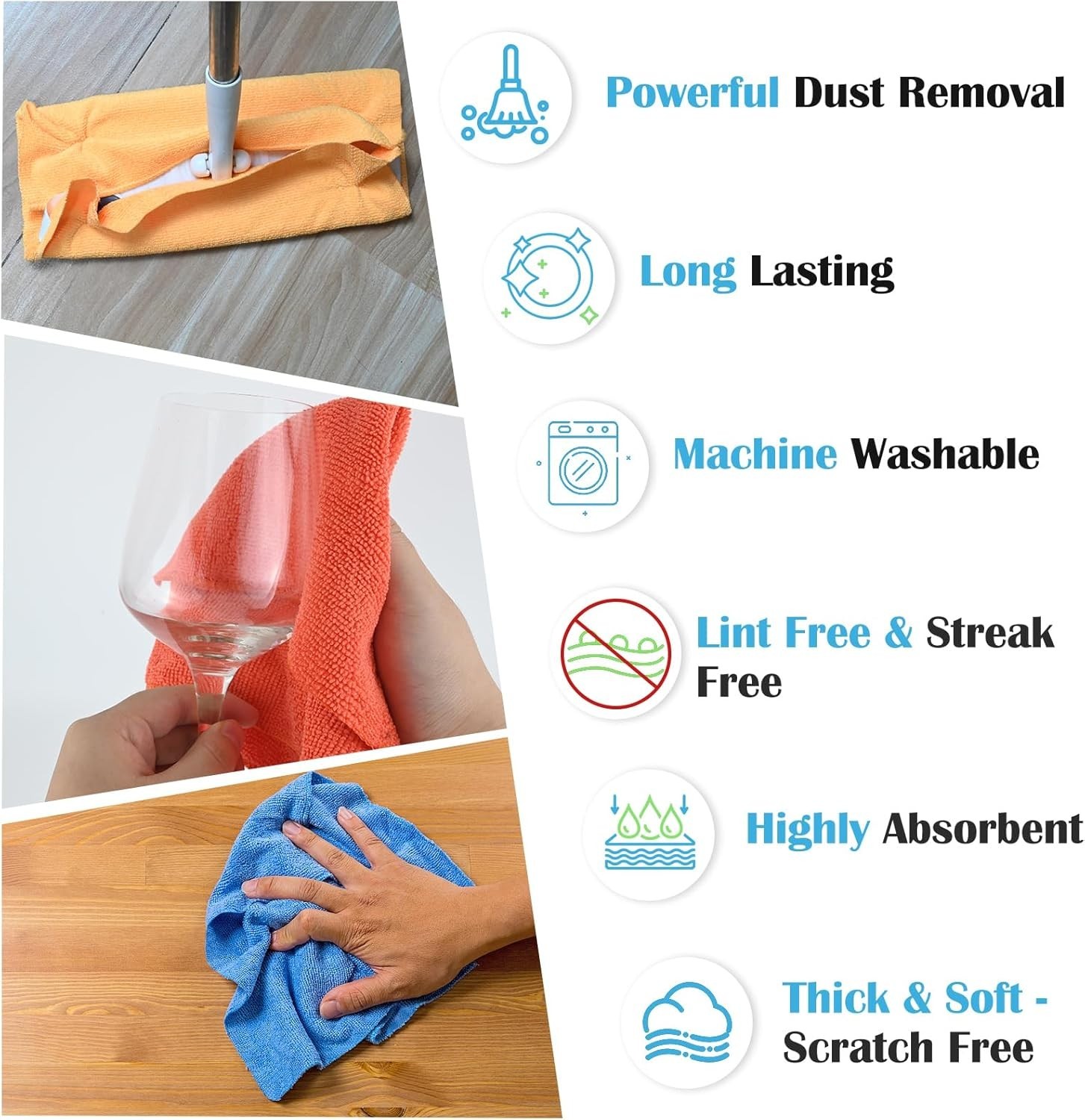 Microfiber Cleaning Cloth Set of 50 Towel Rag Car Polishing Detailing No-Scratch
