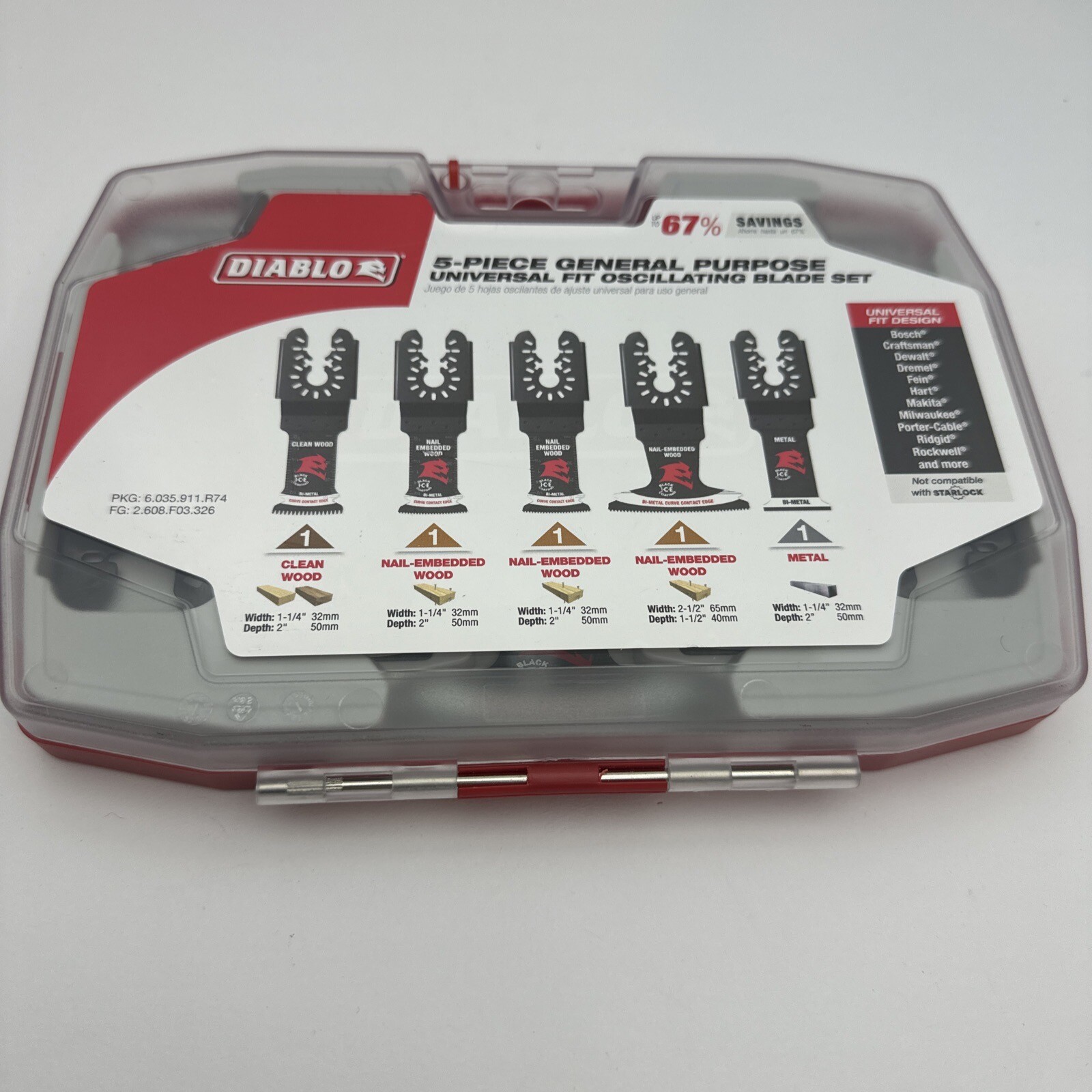Diablo DOU5S 5-Piece General Purpose Universal Fit Oscillating Blade Set,