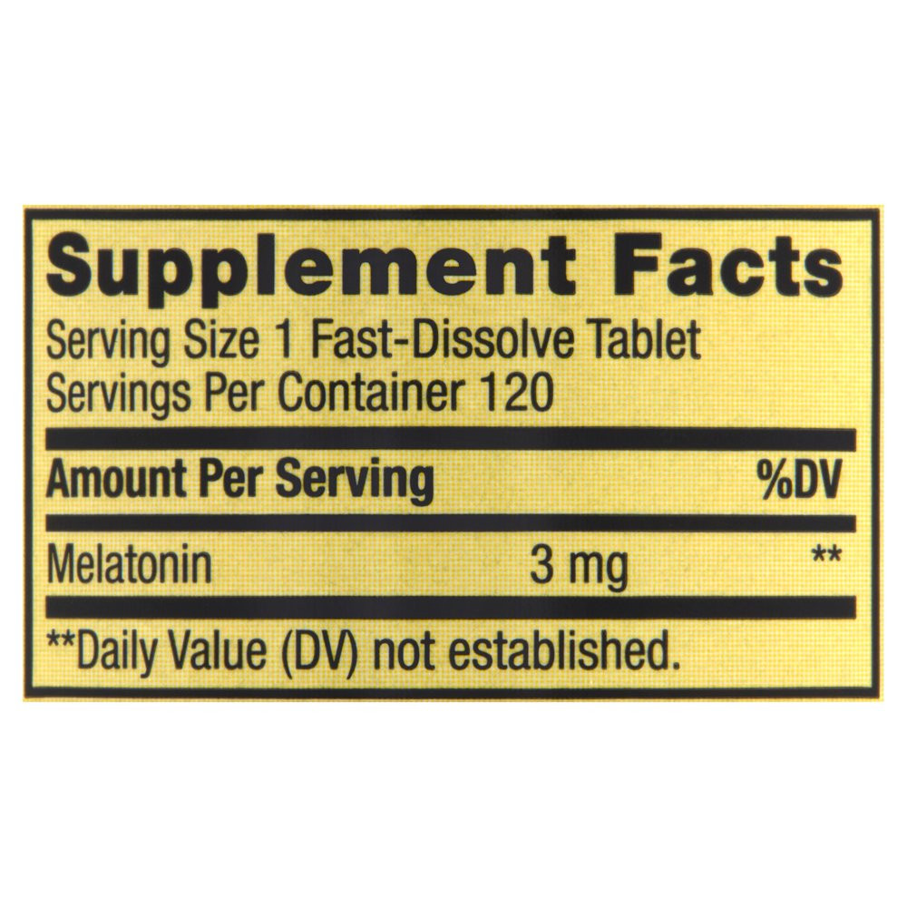 Spring Valley Fast-Dissolve Melatonin Dietary Supplement, 3 Mg, 120 Count