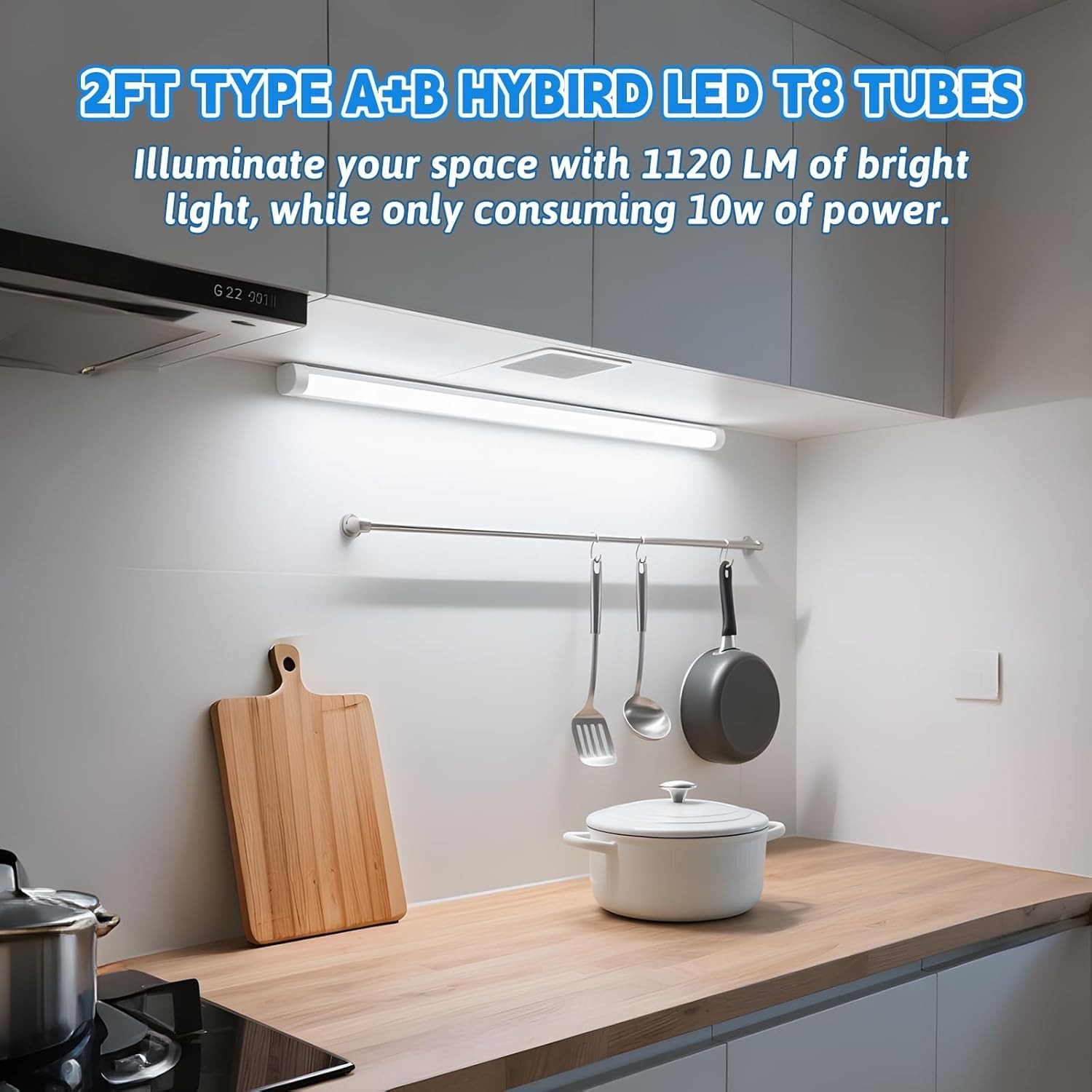 24 Inch T8 LED Tube Light, 10W24W Equiv., 1120LM, 5000K Daylight, Type A+B Pl…