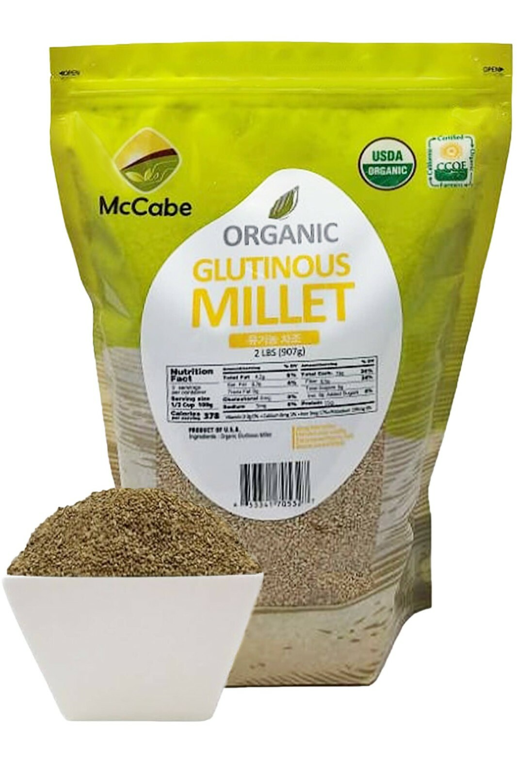 McCabe USDA Organic Glutinous Millet 2lbs for Whole Millet Flour Milling at home