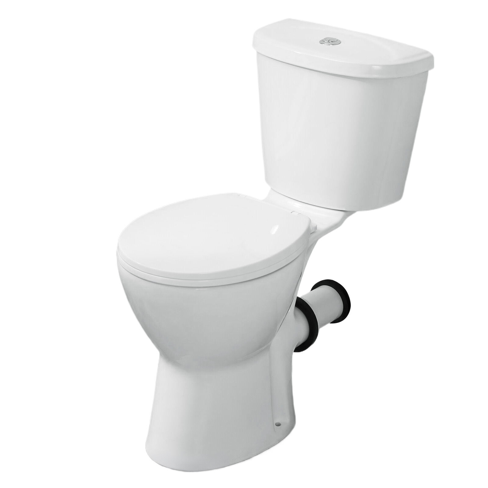 19″ High Rear Outlet Toilet Dual Flush 1/1.6 GPF Round With Soft Close Seat