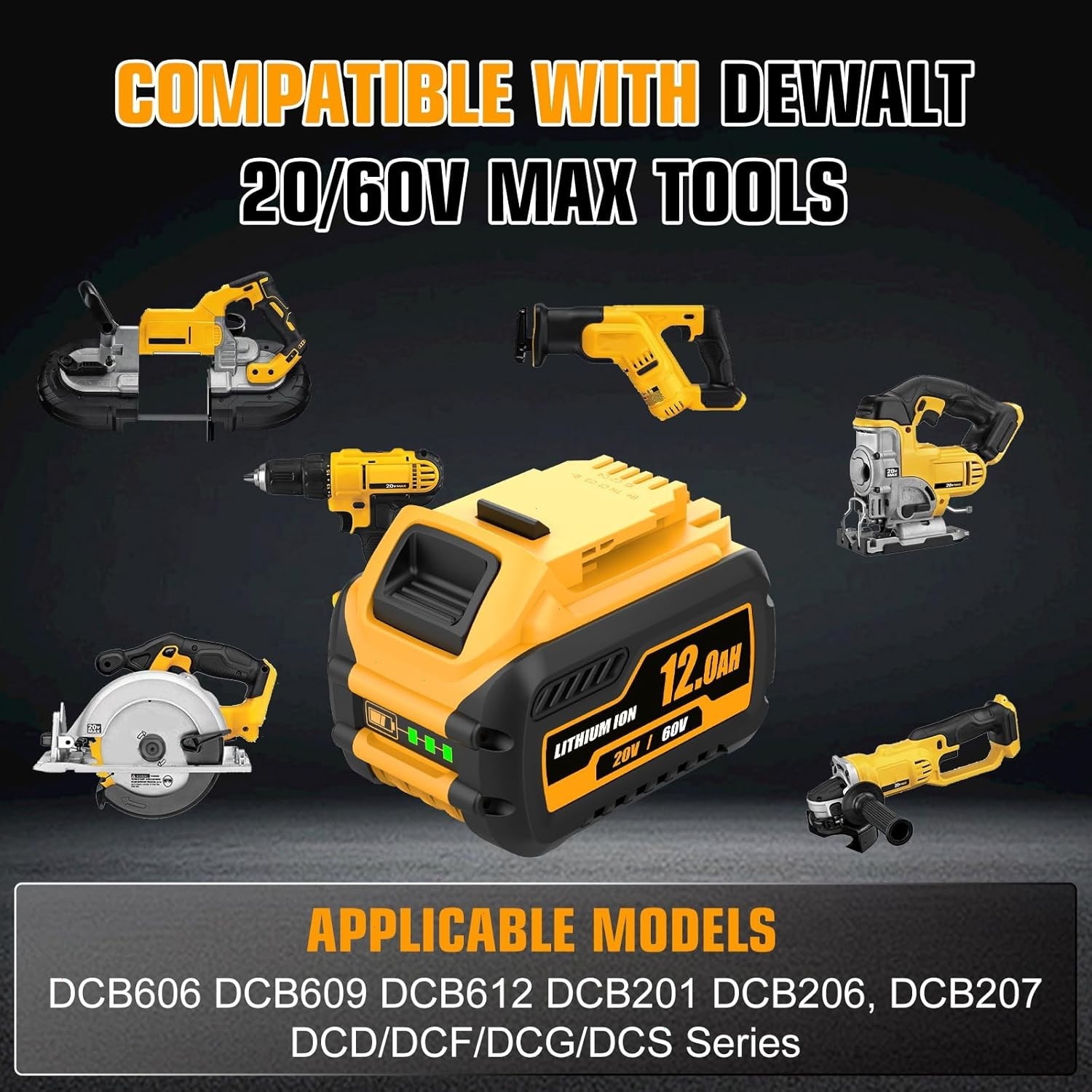 2Pack 12.0AH For DEWALT DCB609 20V/60V MAX FLEXVOLT Lithium-Ion Battery DCB609-2