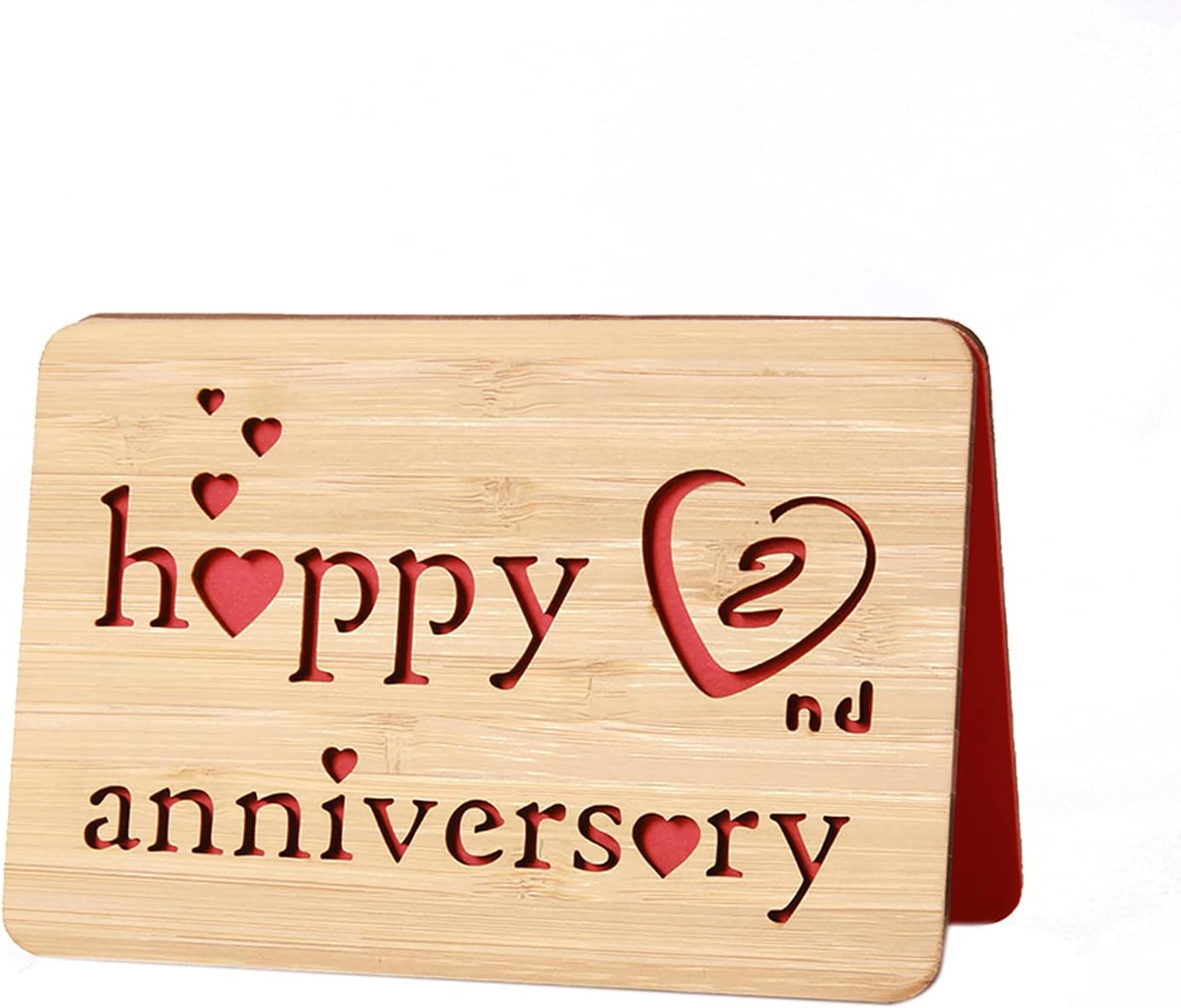Wooden 2nd Anniversary Card,Handmade 2 Years Wedding Anniversary Greeting Cards,
