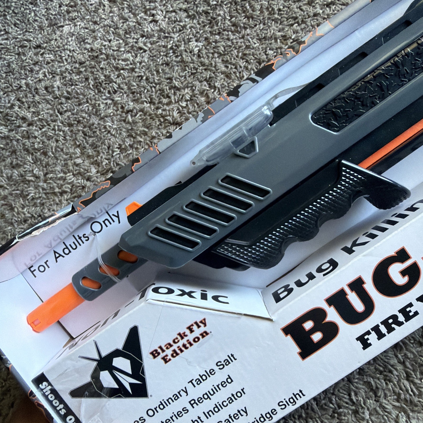 Bug-A-Salt Black Grey Original Salt Gun Kills Flying Insects Bugs Assault 3.0