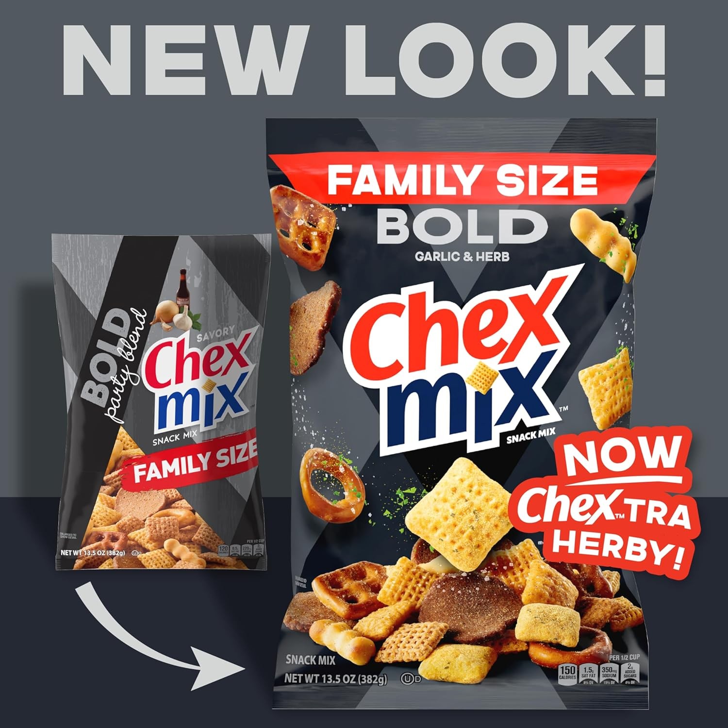Chex Mix Bold Party Blend Savory Snack Mix, Family Size, 13.5 Oz