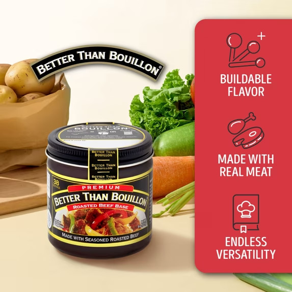 Better Than Bouillon Premium Roasted Beef Base, Shelf-Stable, 8 oz Jar