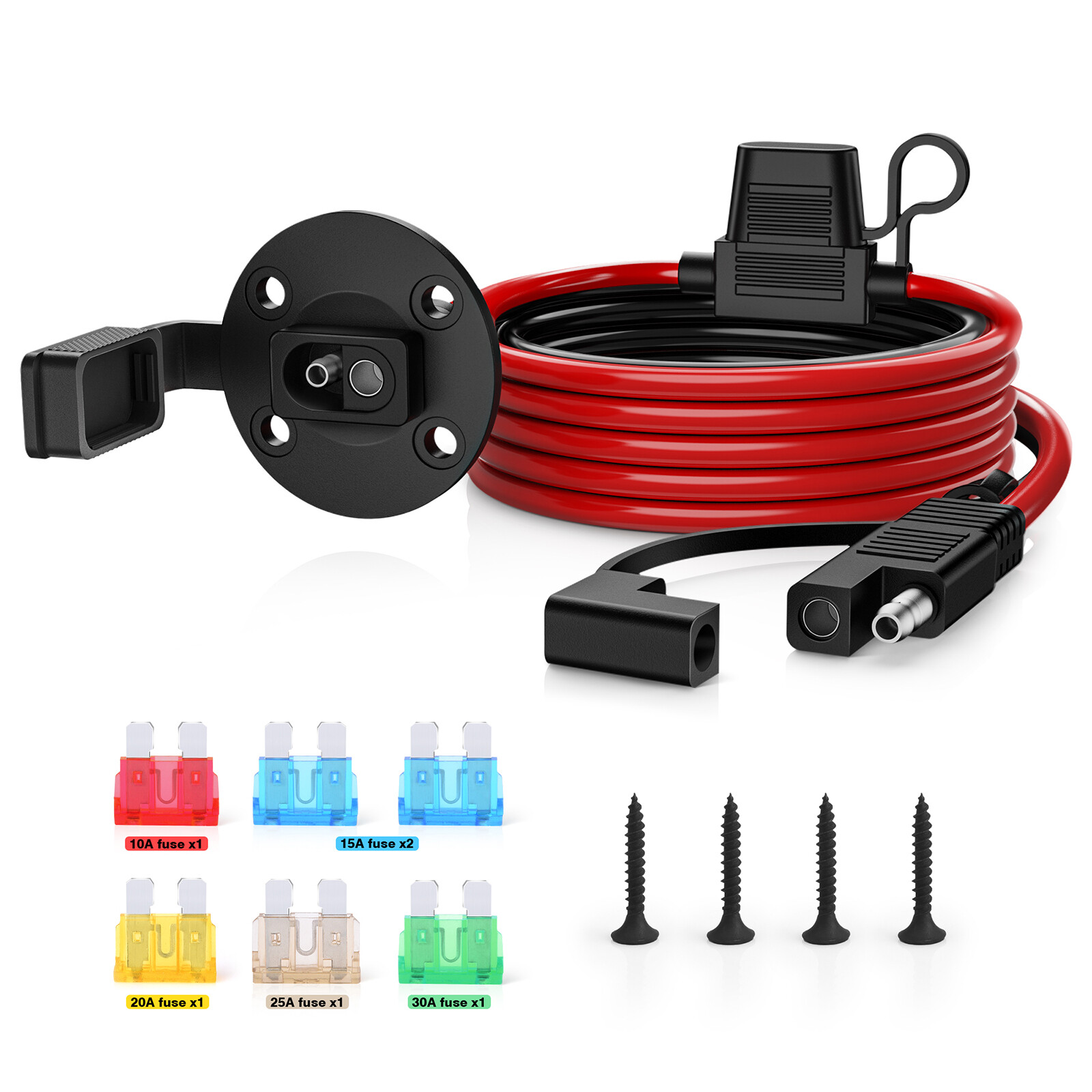 10AWG 3.5ft Power SAE Socket Sidewall Port to SAE Cord Quick Connector Extension