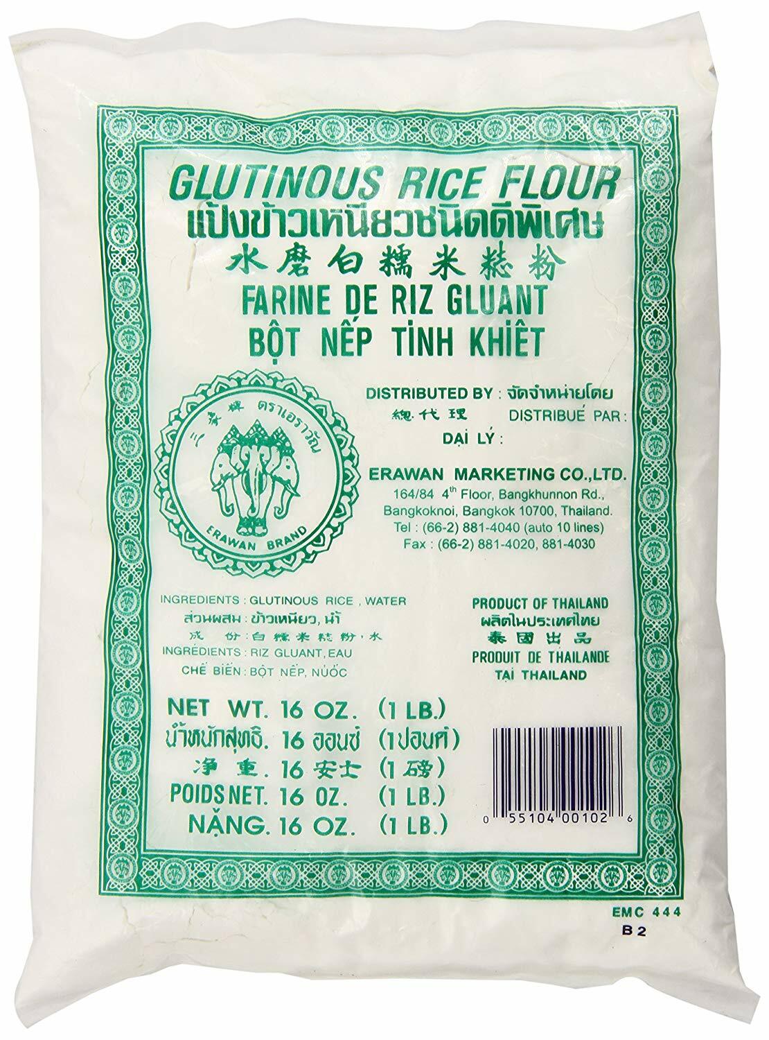12 GLUTINOUS RICE FLOUR 12 x 1lb ERAWAN Thailand- Brand New, Free Shipping
