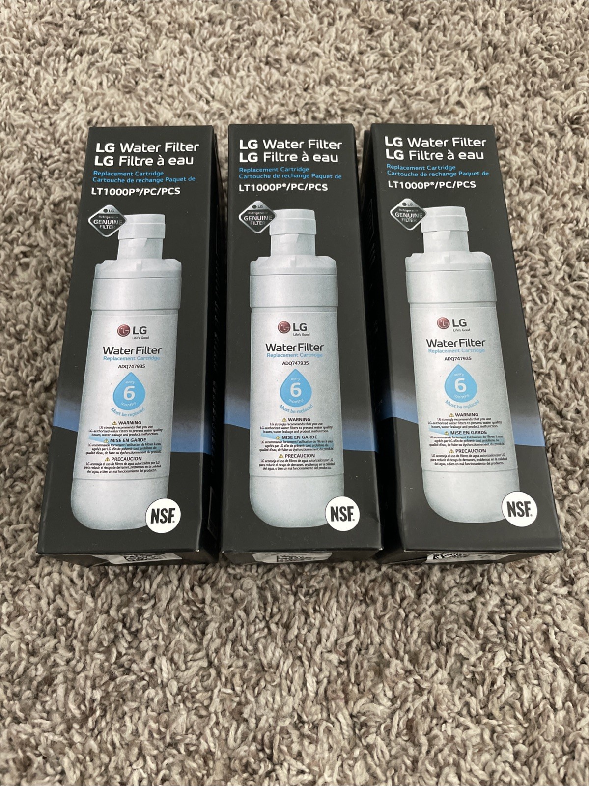 3 PACK Refresh Refrigerator Ice Water Filter For LG LT1000P ADQ747935 Brand New