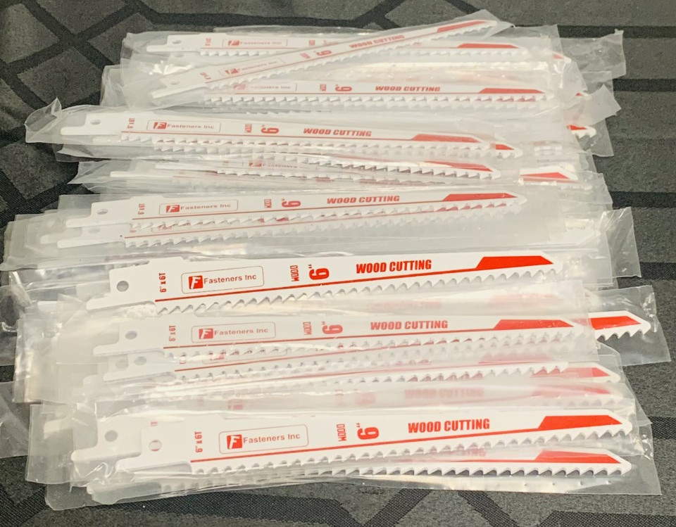 (100) 6″ RECIP WOOD CUTTING SAW BLADES 6-TPI (Fasteners Inc.) For use on Wood
