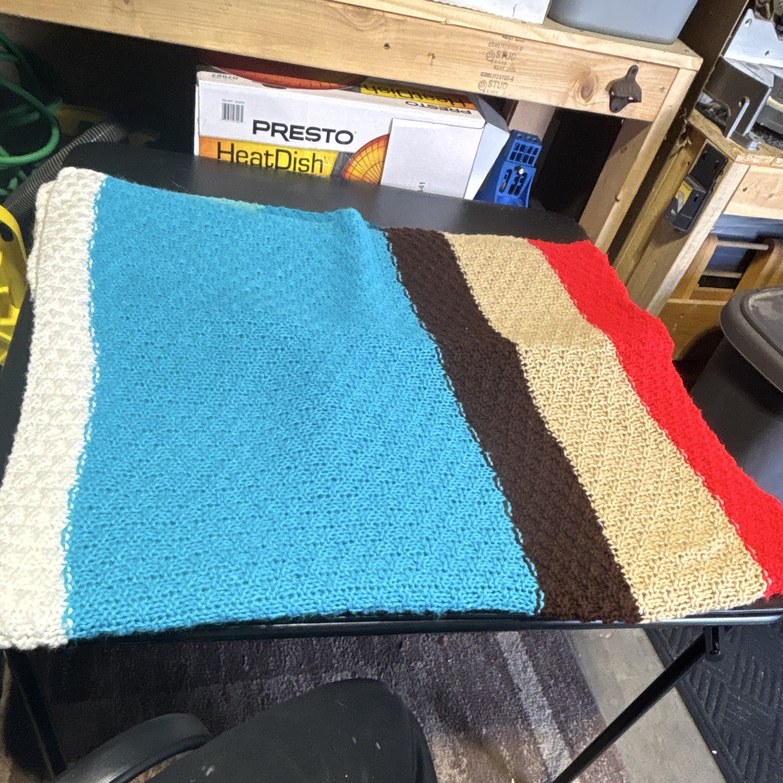 Multicolor Striped Knitted Sofa Throw Blanket, Rectangle, Adults Homemade