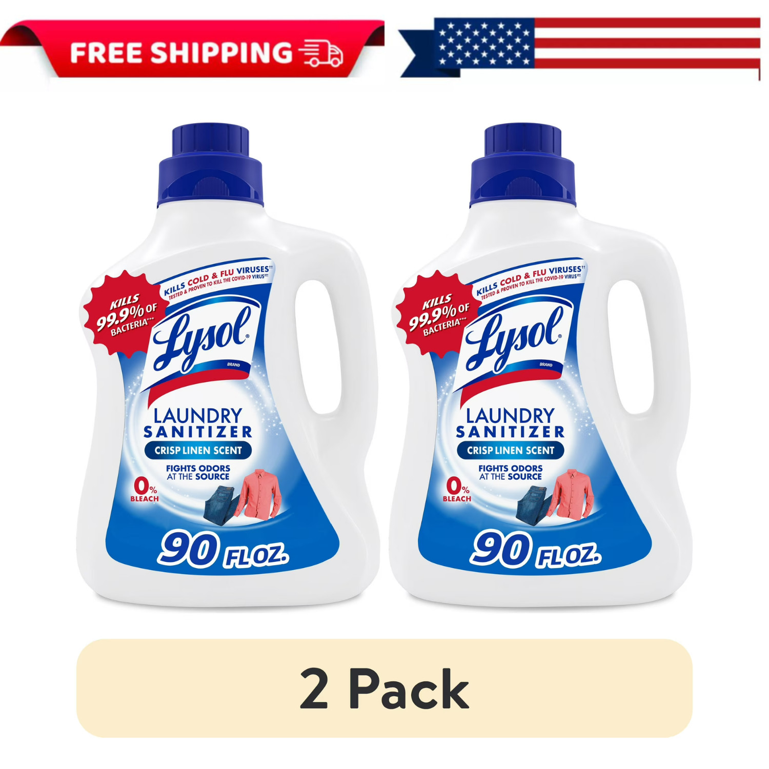 (2 pack) LYSOL Laundry Sanitizer 90 -fl oz Crisp Linen Fabric Deodorizer