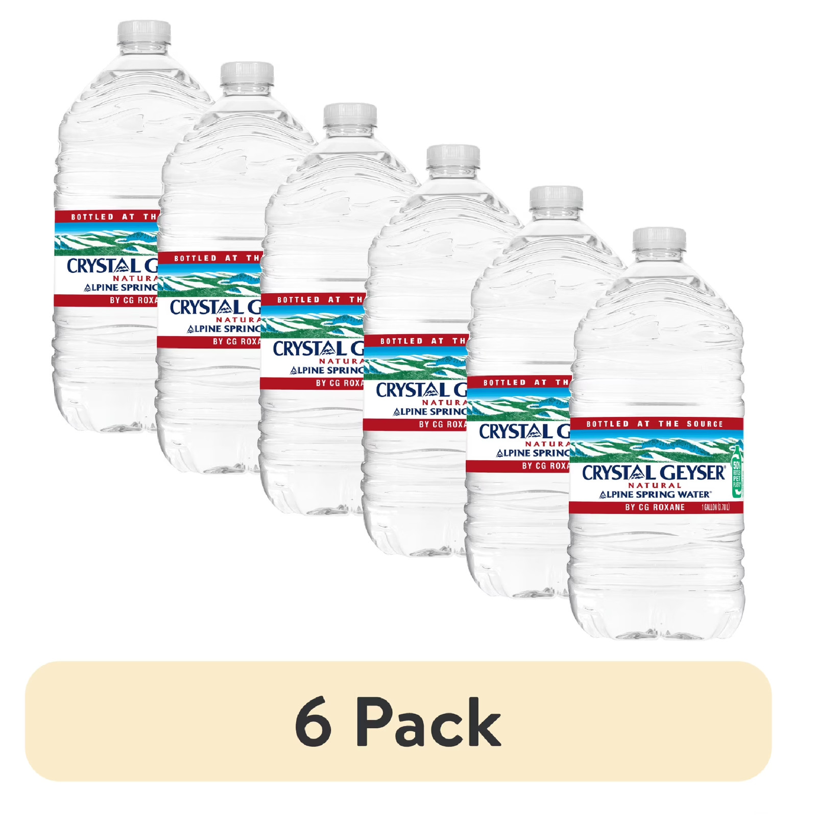 (6 pack) Crystal Geyser Alpine Spring Water, 1 Gallon Plastic Jug