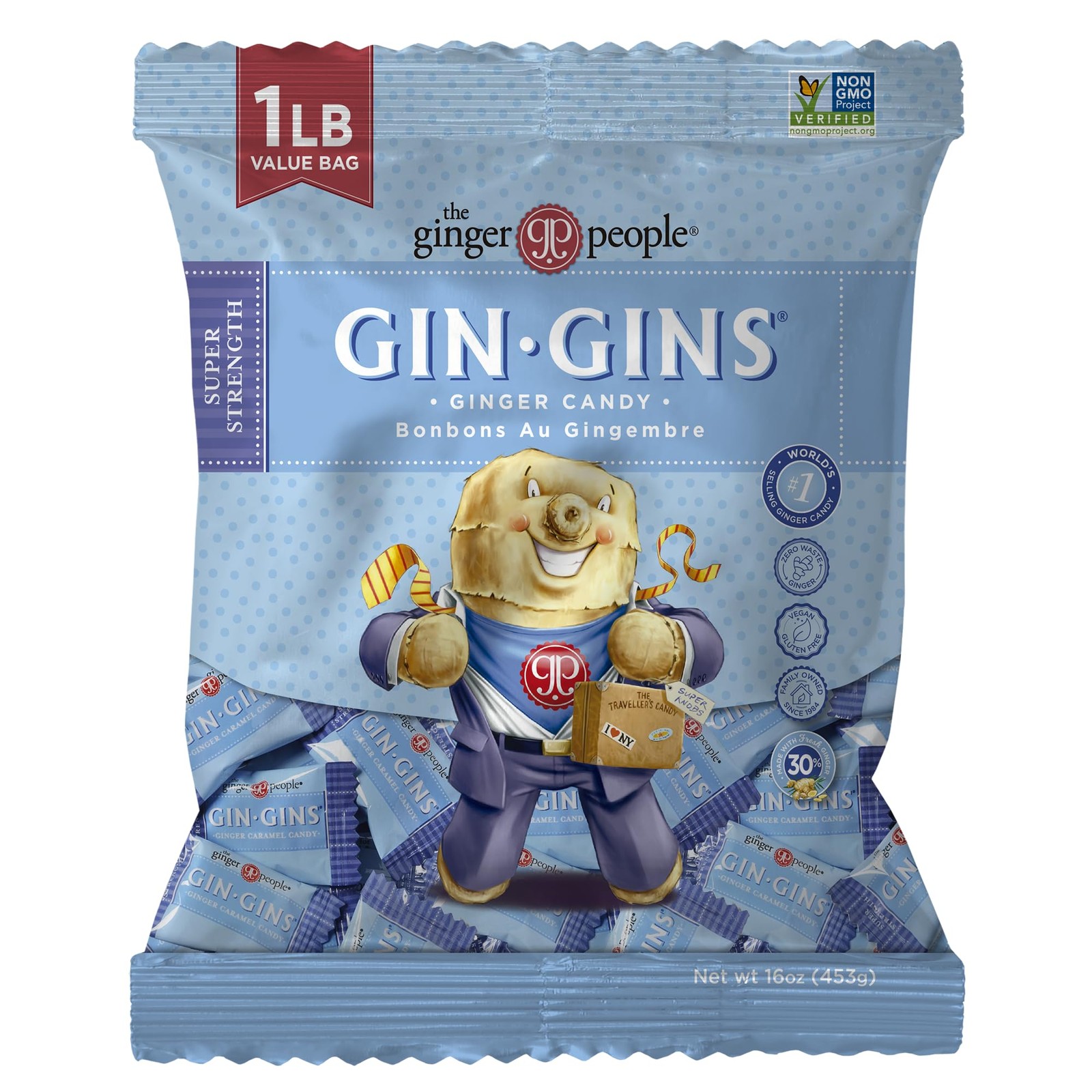 GIN GINS Super Strength – Natural Ginger Candy by The Ginger People – Individ…