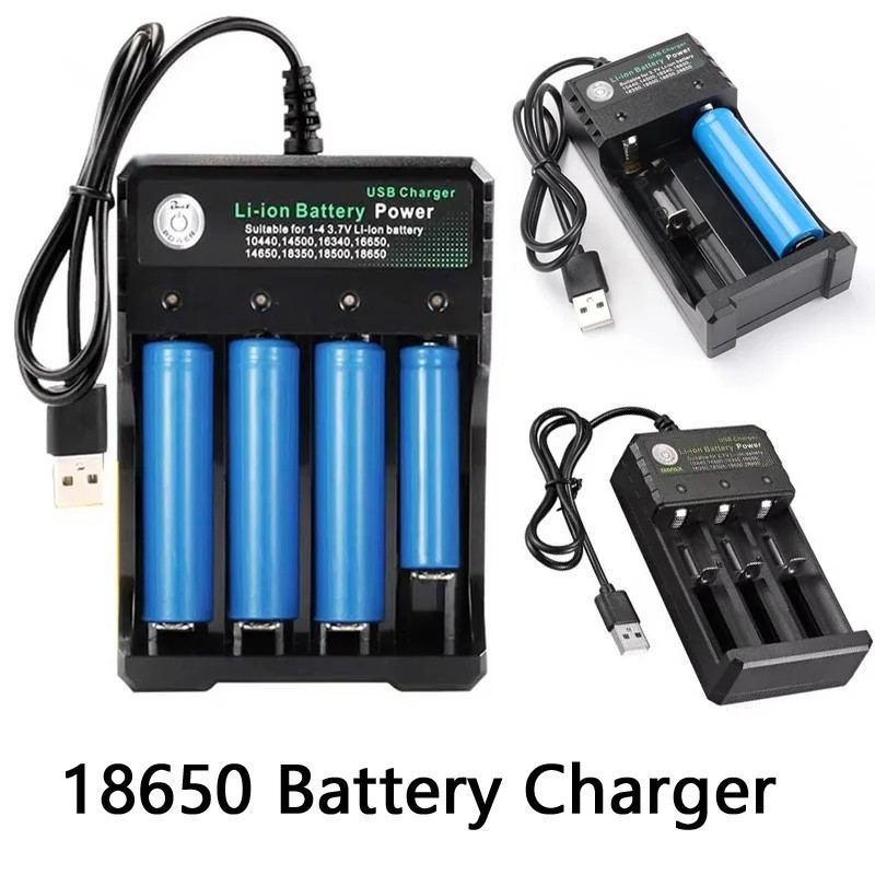 18650 Battery Charger 1/2/4 Slots Dual 18650 Charging 3.7V Rechargeable Lithium