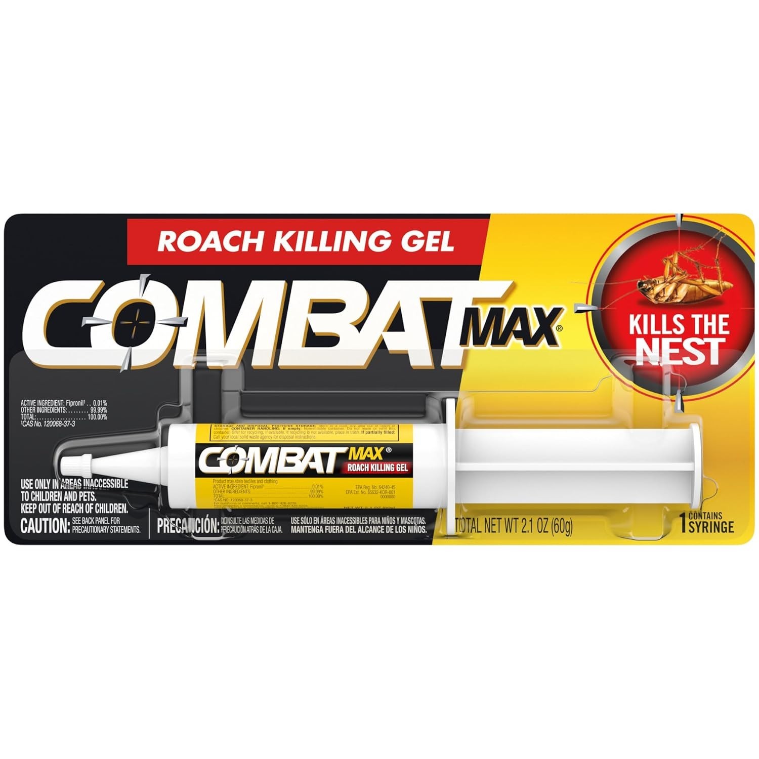 Combat Max Roach Killing Gel 2.1 oz Syringe – Indoor & Outdoor Cockroach Control