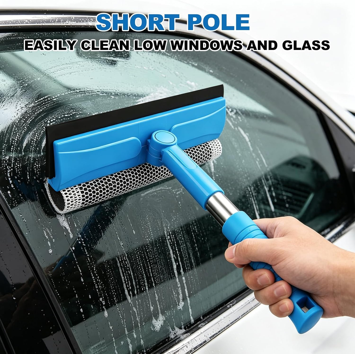 Window Squeegee 2 in 1 Window Cleaner Tool with 57In Extension Pole |