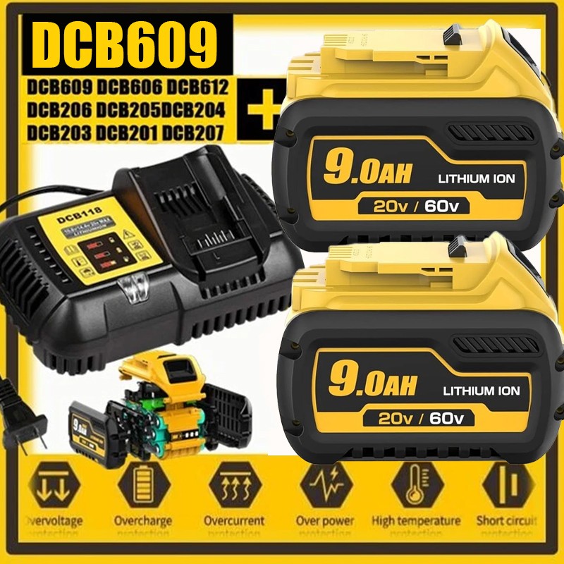 12Ah 9Ah DCB609 DCB609-2 For DEWALT DCB612 20V/60V MAX FLEXVOLT Li-Ion Battery