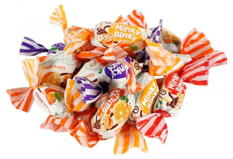 Roshen Minky Binky Toffee Candy with Fruity Jelly Filling Ukrainian Sweets Gift