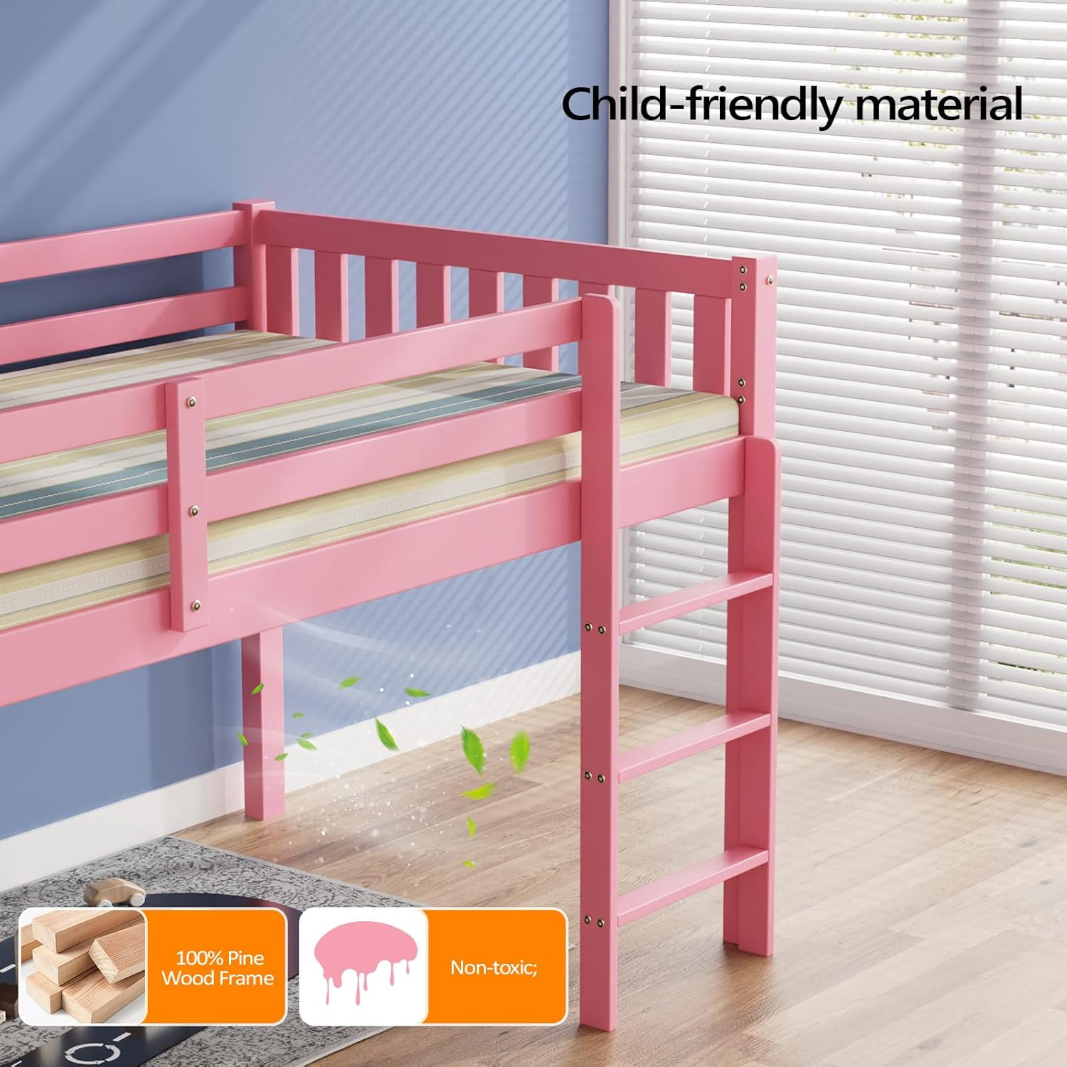 Princess Bed for Adults Kids & Young Teens No Box Spring Required Wood Slat