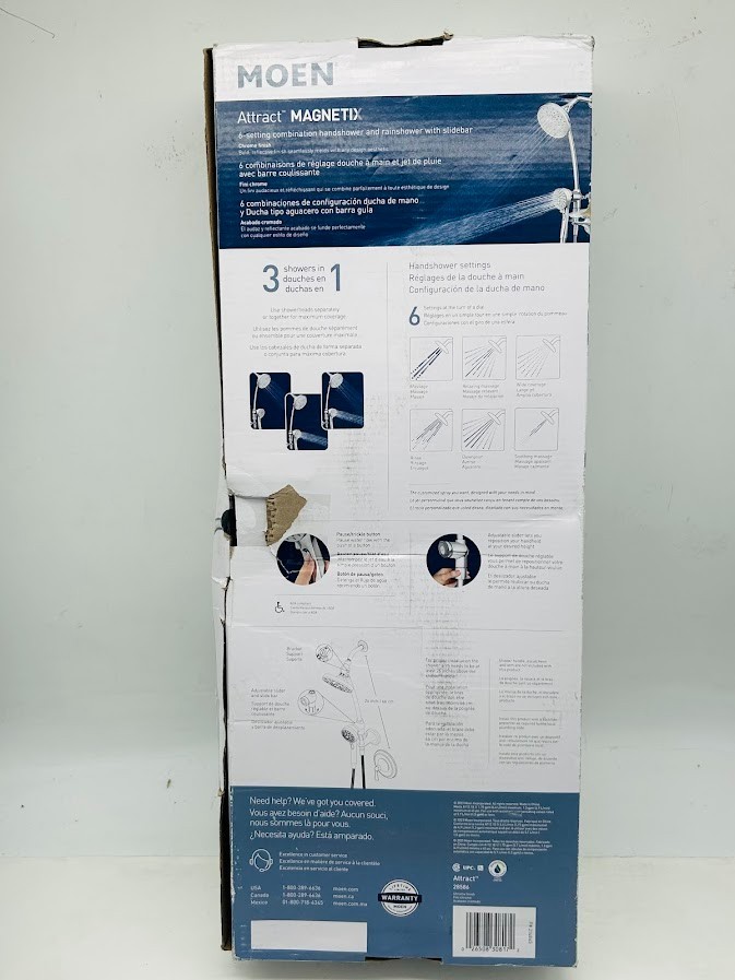 MOEN Attract Magnetix 6-Spray 6.75 in. Dual Wall Mount Fixed and Handheld Shower
