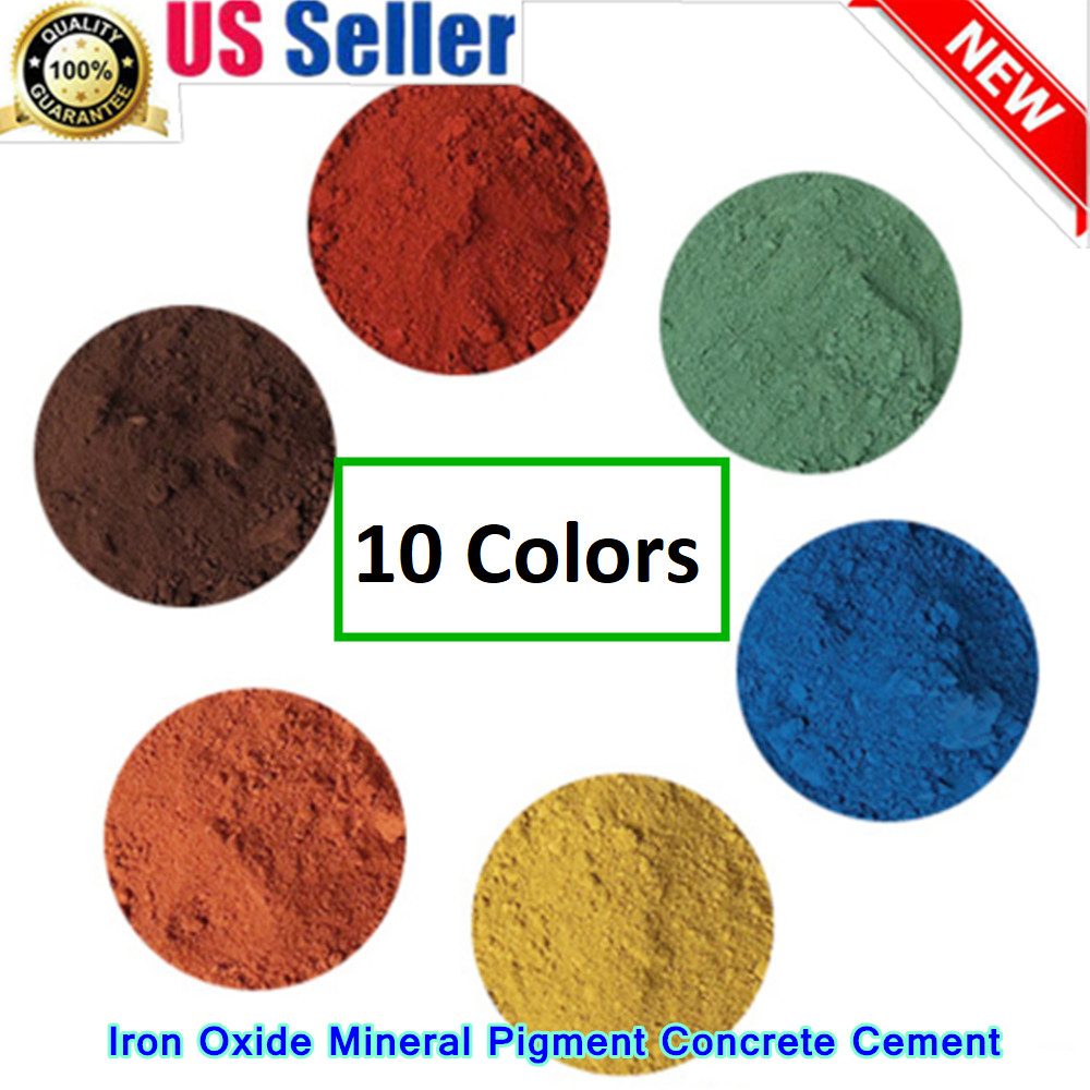 10 Colors 4-16oz Iron Oxide Mineral Pigment Concrete Cement Lime Powder Colorant