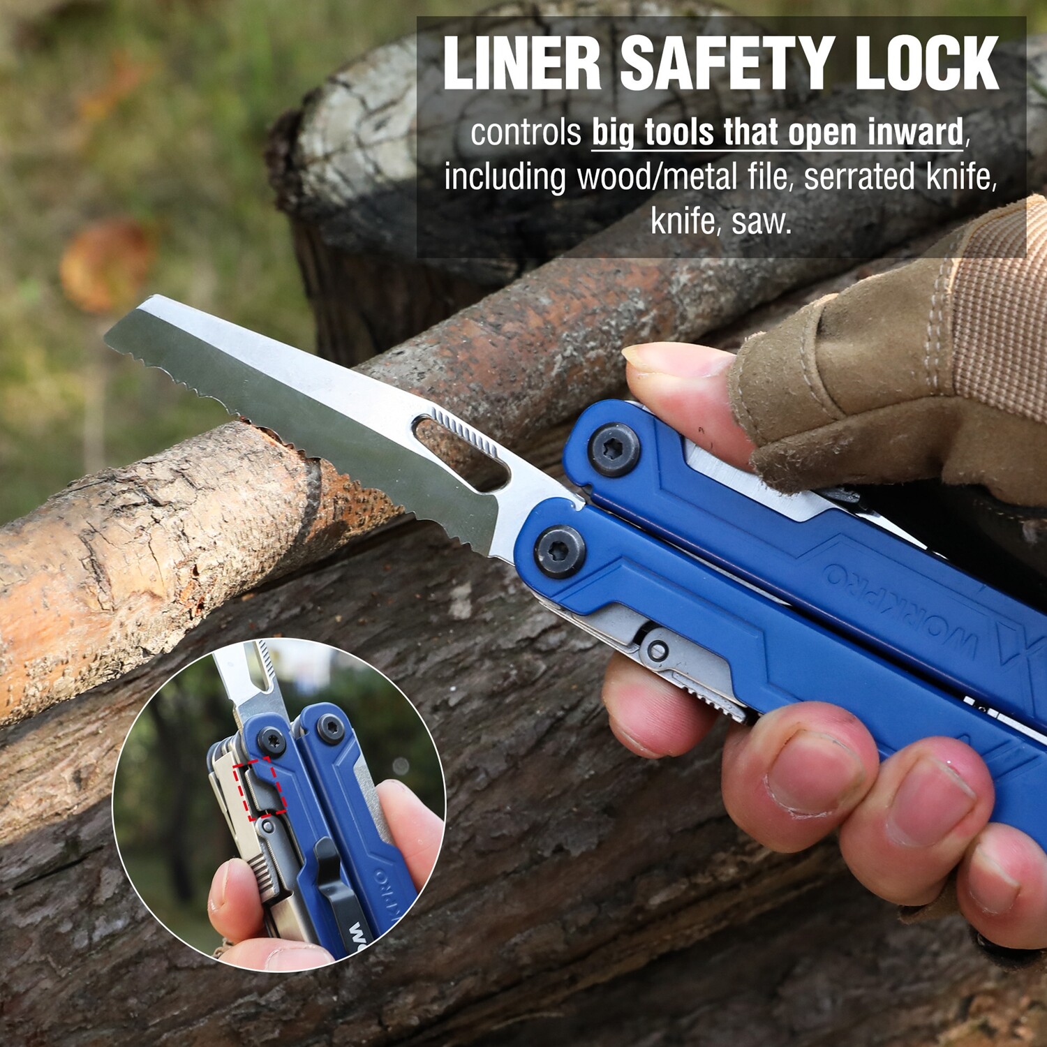 WORKPRO 18-in-1 Stainless Steel Multi Tool Plier with Pocket Knife EDC Multitool