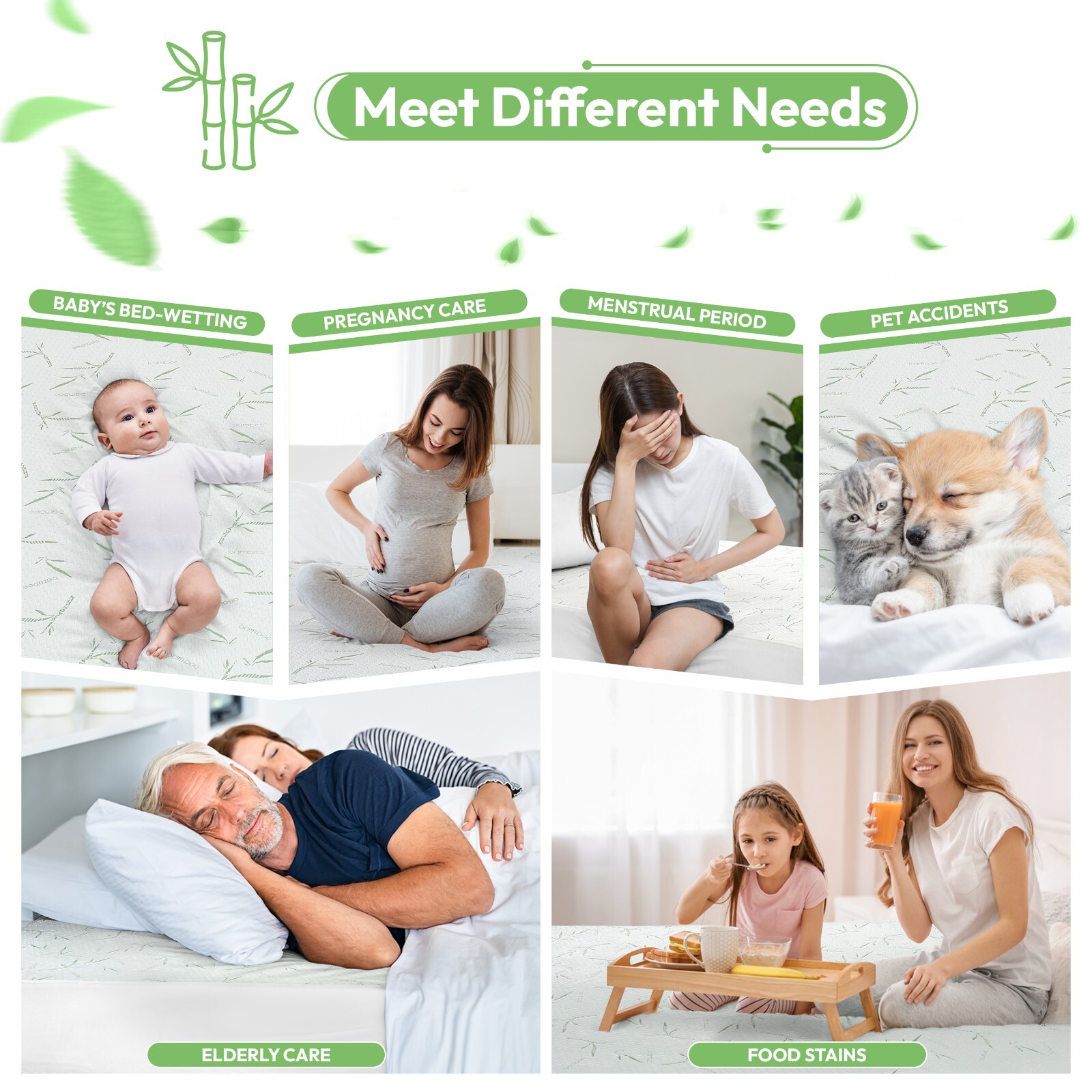 Bamboo Mattress Protector Hypoallergenic & Breathable Waterproof Mattress Cover