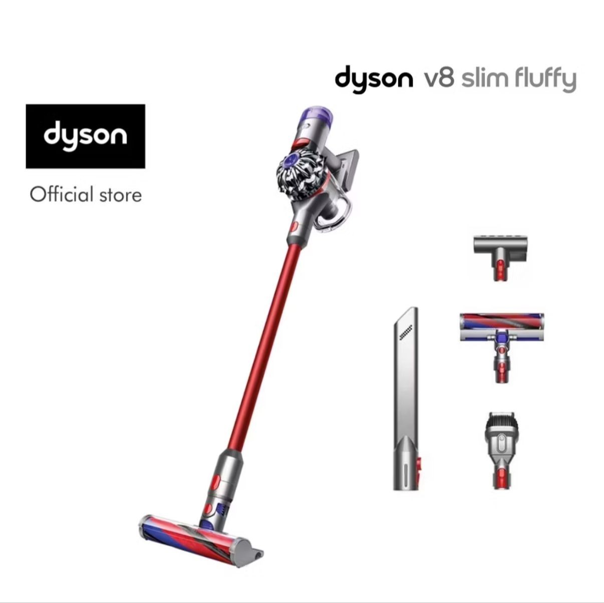 New Dyson V8 | Slim Fluffy Cordless Vacuum Cleaner | RED