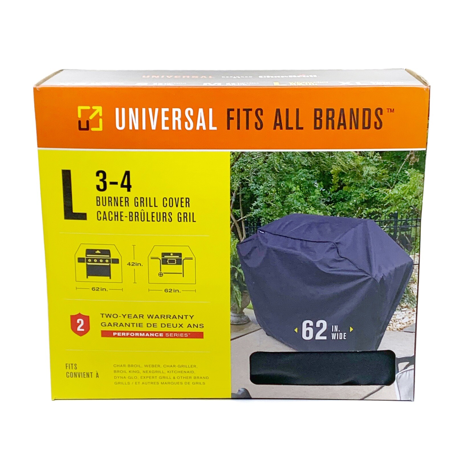 Char-Broil Universal Large 62-in W x 42-in H Black Cover Fits Most Brand Grills