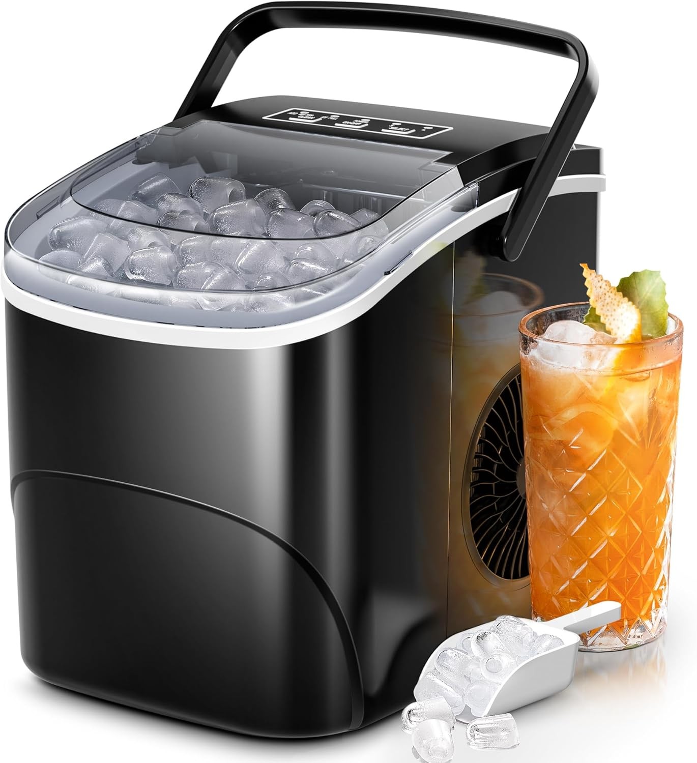 Countertop Ice Maker 26Lbs/24H Self-Cleaning Black