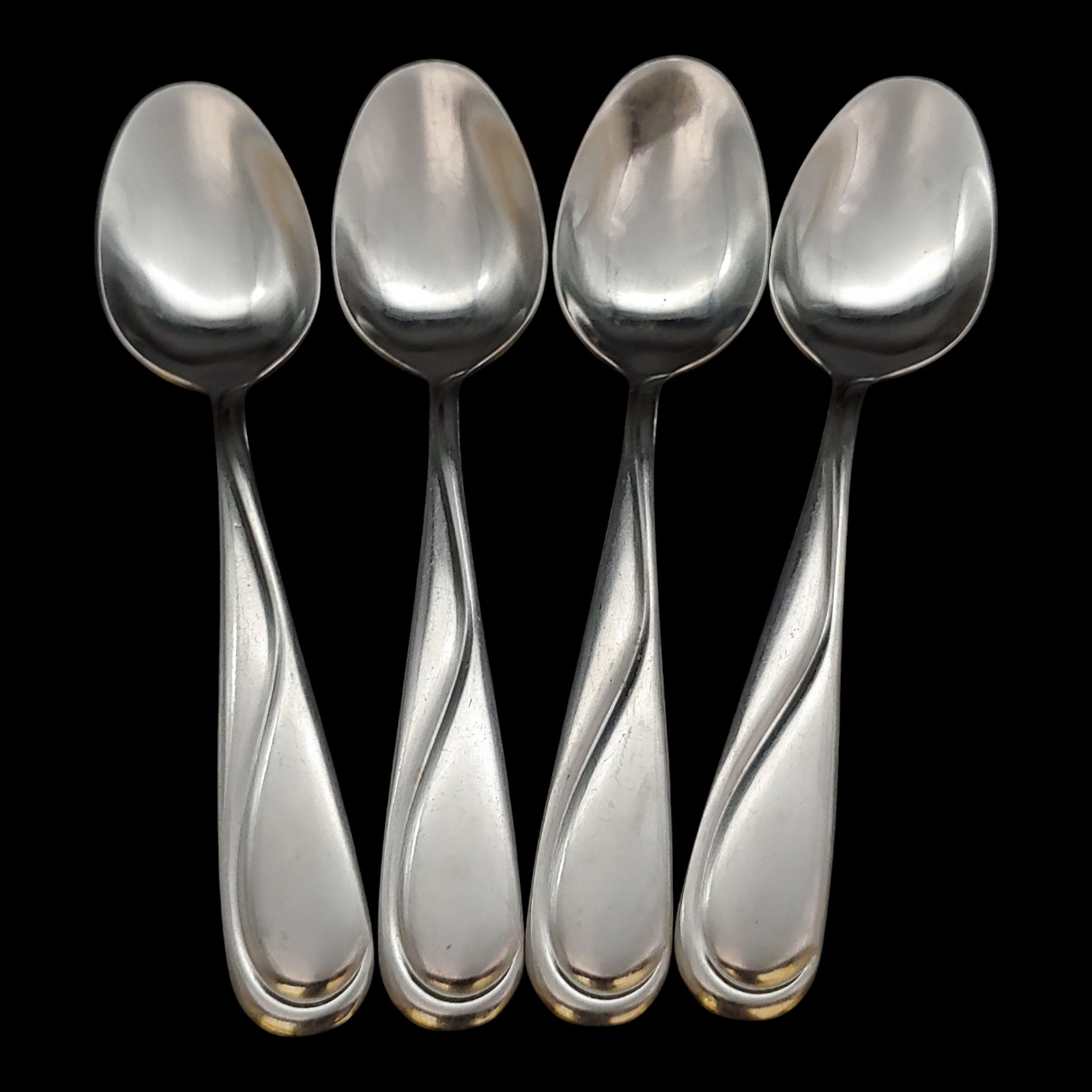 4 Hampton Silversmiths Swirl Teaspoons – 6 1/4″ Stainless Steel China