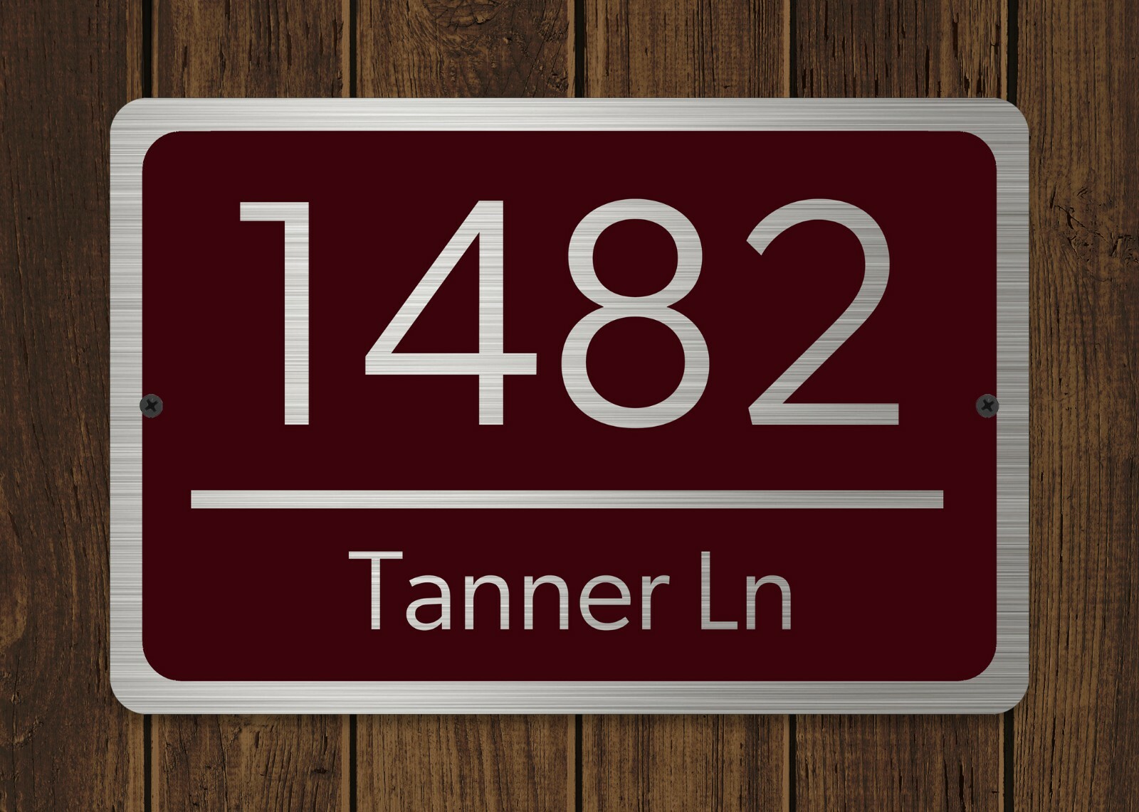 Customized Home Address Plaque Silver Text Metal 12″ x 8″ House Number Sign