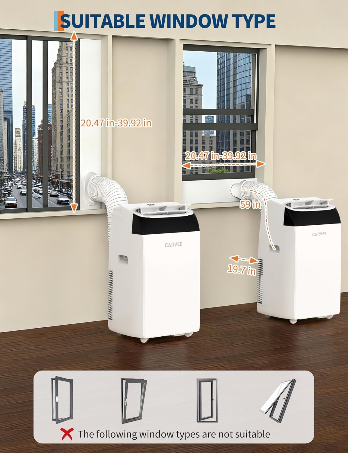 14000 BTU Portable Air Conditioners 4-in-1 AC Unit Cooling Up to 750 Sq. Ft