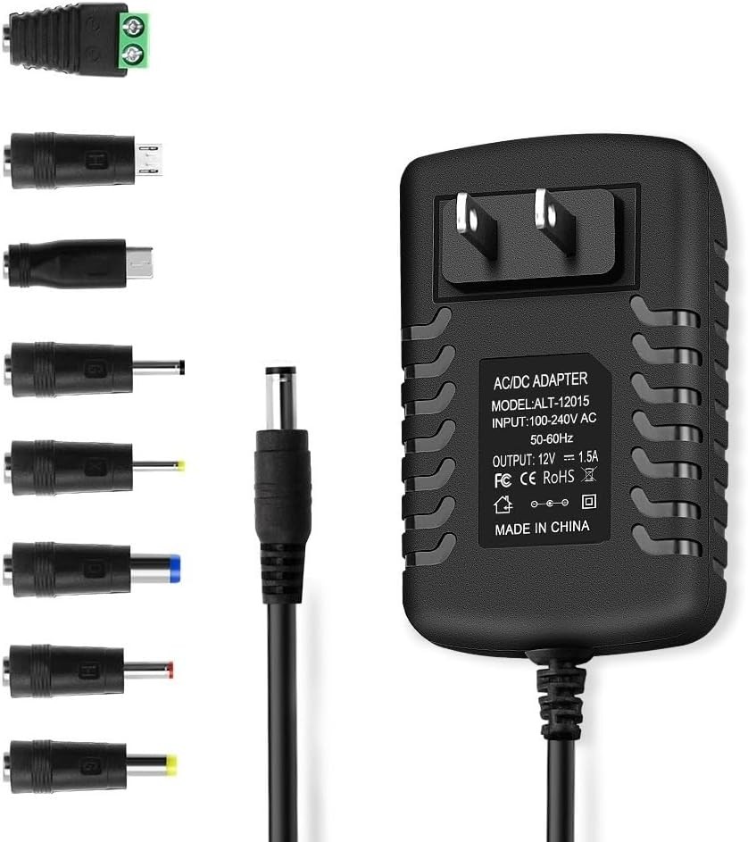 12V 1.5A DC Power Supply Adapter, AC 100-240V 50-60Hz to DC 12 Volts 1.5Amp 18W,