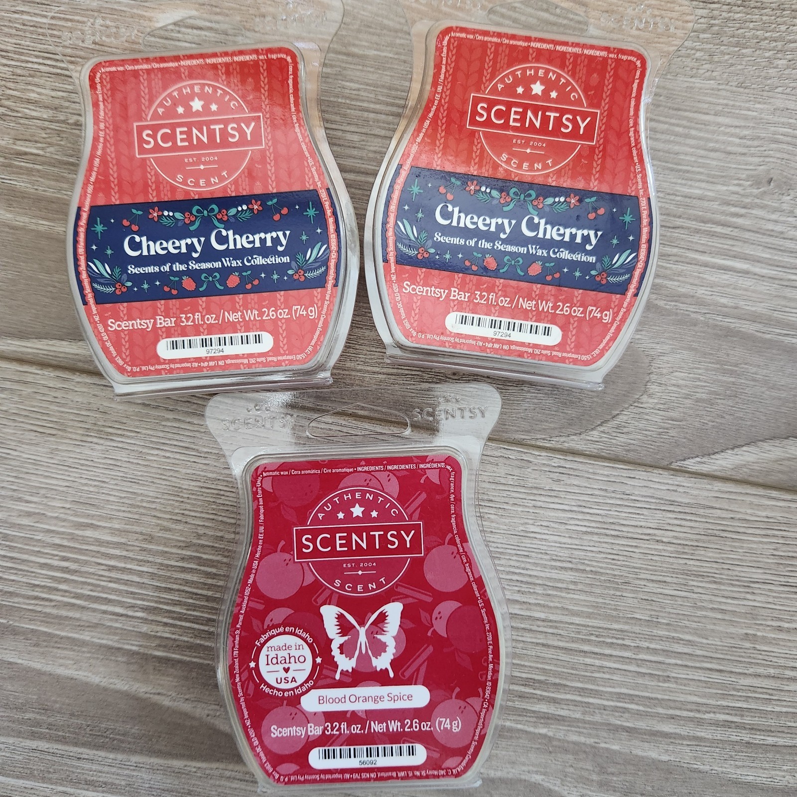 Lot of 3 Scentsy CHERRY BLOOD ORANGE SPICE ASSORTMENT Wax Bars Scent Warmer