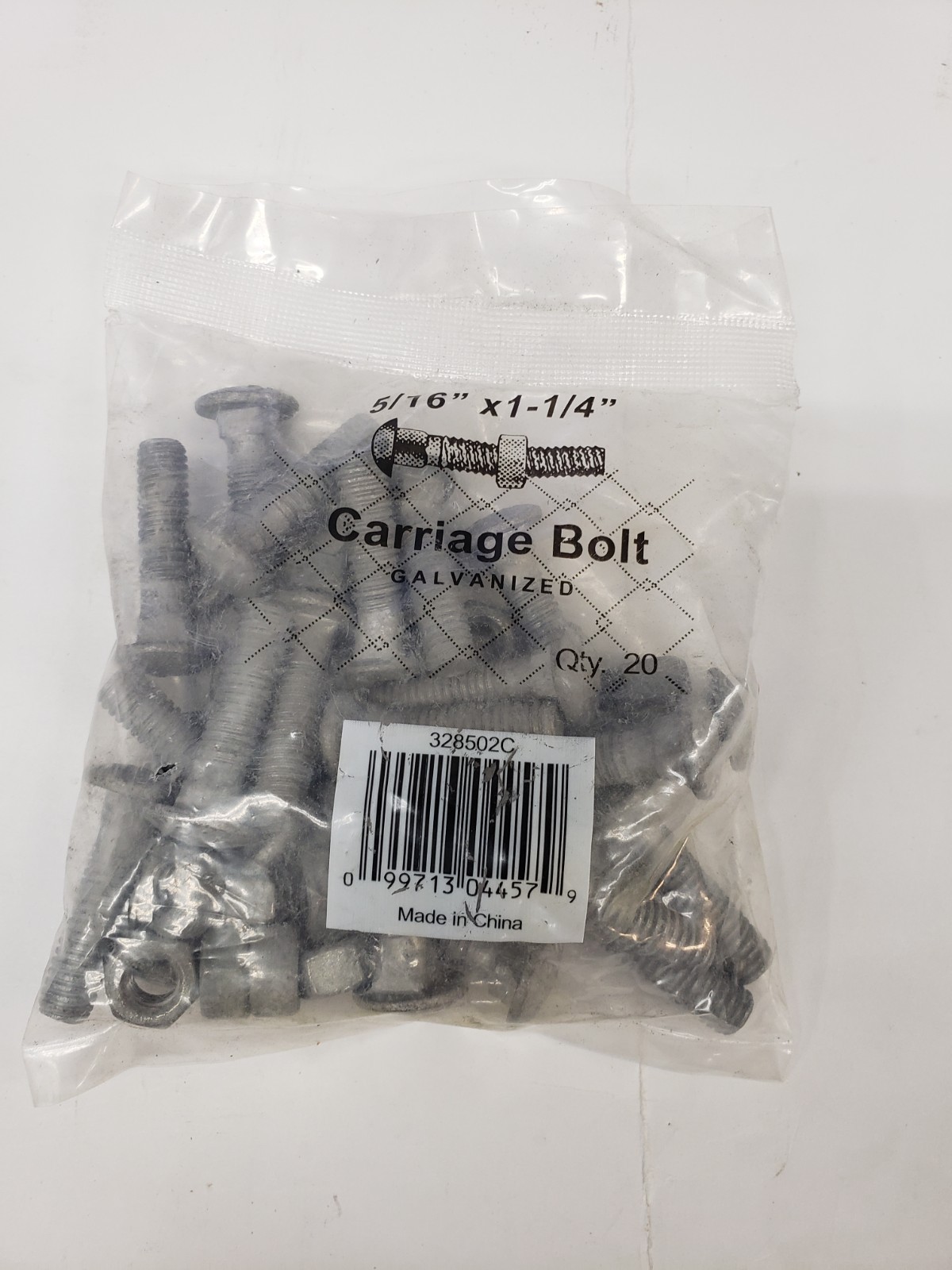 Pk/20 Midwest Air 328502C Chain Link Carriage Bolt & Nut, 5/16×1-1/4-In.
