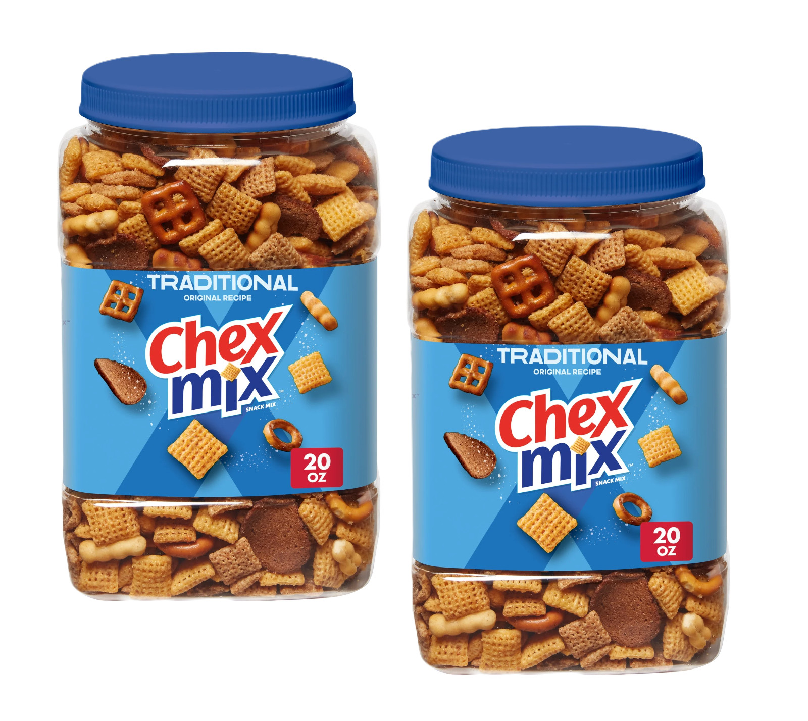 (2 Pack) Chex Mix Traditional Snack Mix, Salty Snacks Tub, 20 oz New