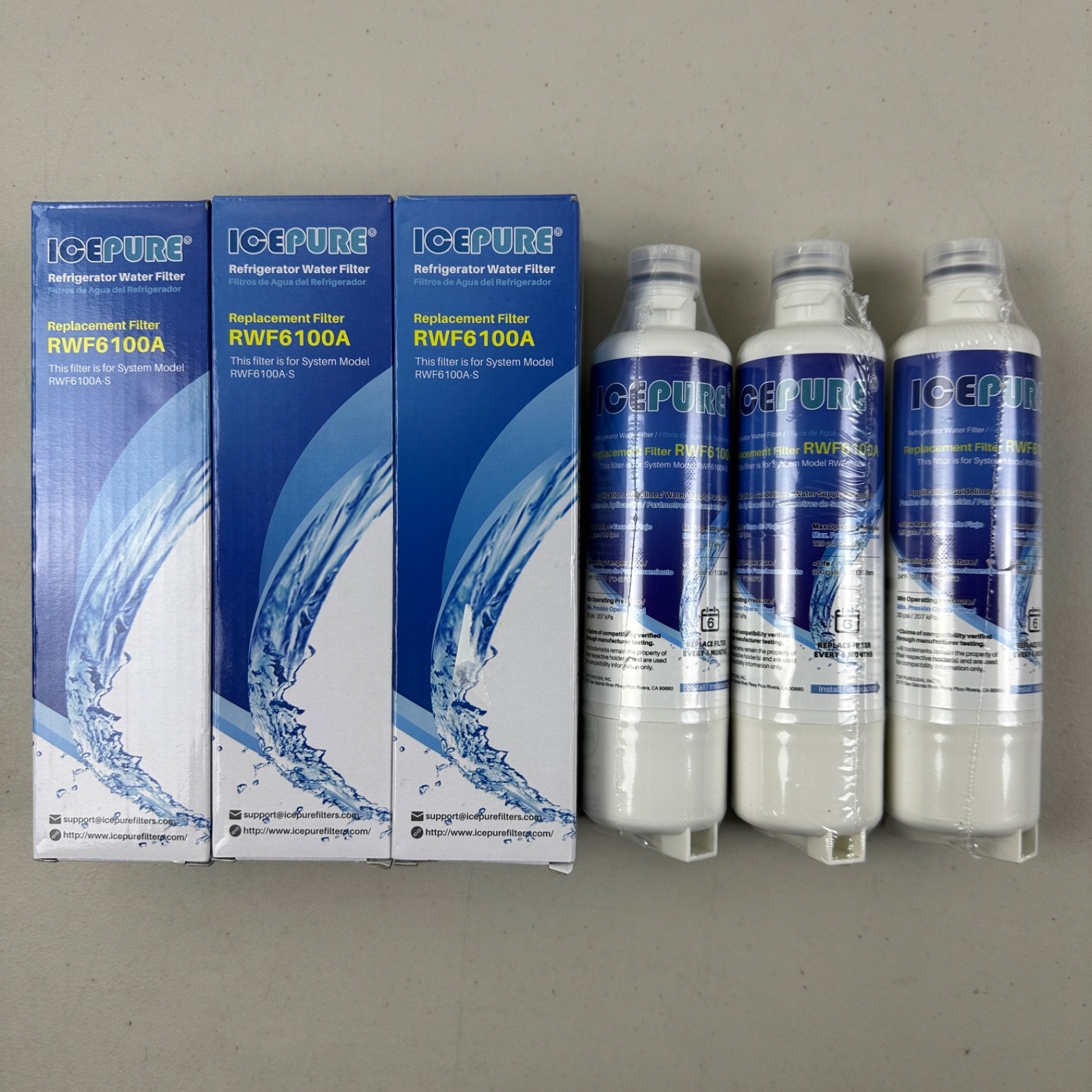 3 PACK ICEPURE Water Filter for Bosch Ultra Clarity Pro BORPLFTR50 RWF6100A