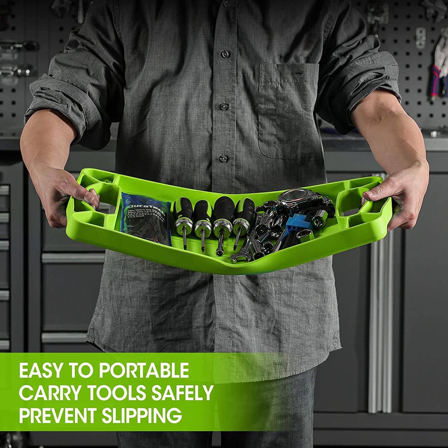 DuraTech Flexible Tool Tray 3PC Silicone Tool Holder for Household Storage Green