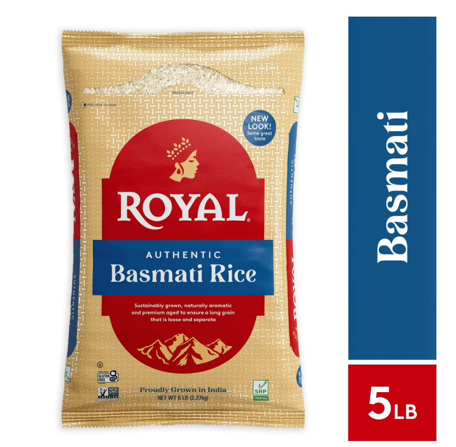 Authentic Royal Naturally Aged Indian White Basmati Rice, Long-Grain, Gluten-fre