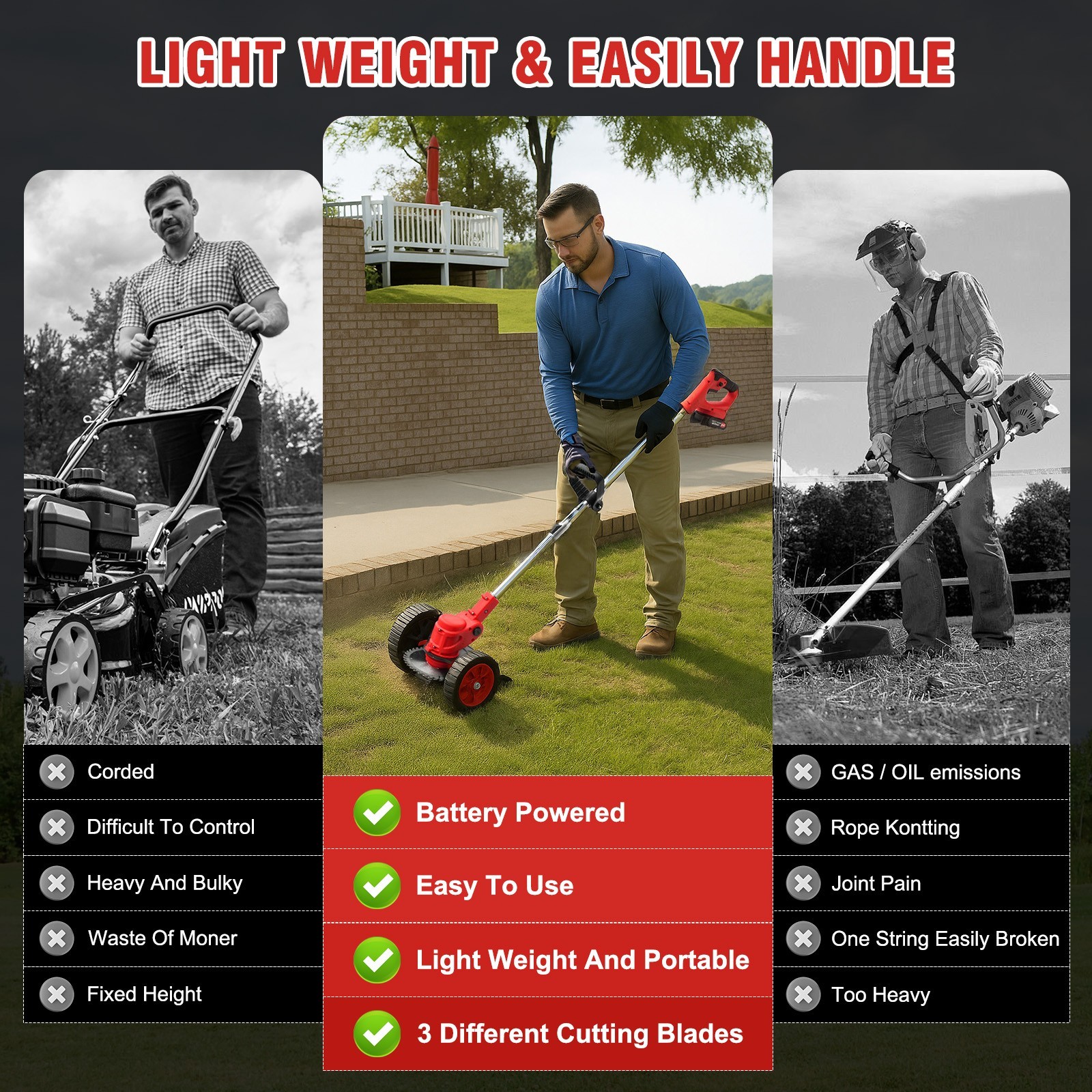 4-Cycle Grass String Trimmer Gasoline-Powered Gas Straight Shaft Weed Eater 31CC
