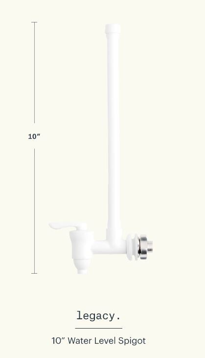 10″ BOROUX Water Level Spigot WHITE- Fits BOROUX Legacy, ROYAL Berkey