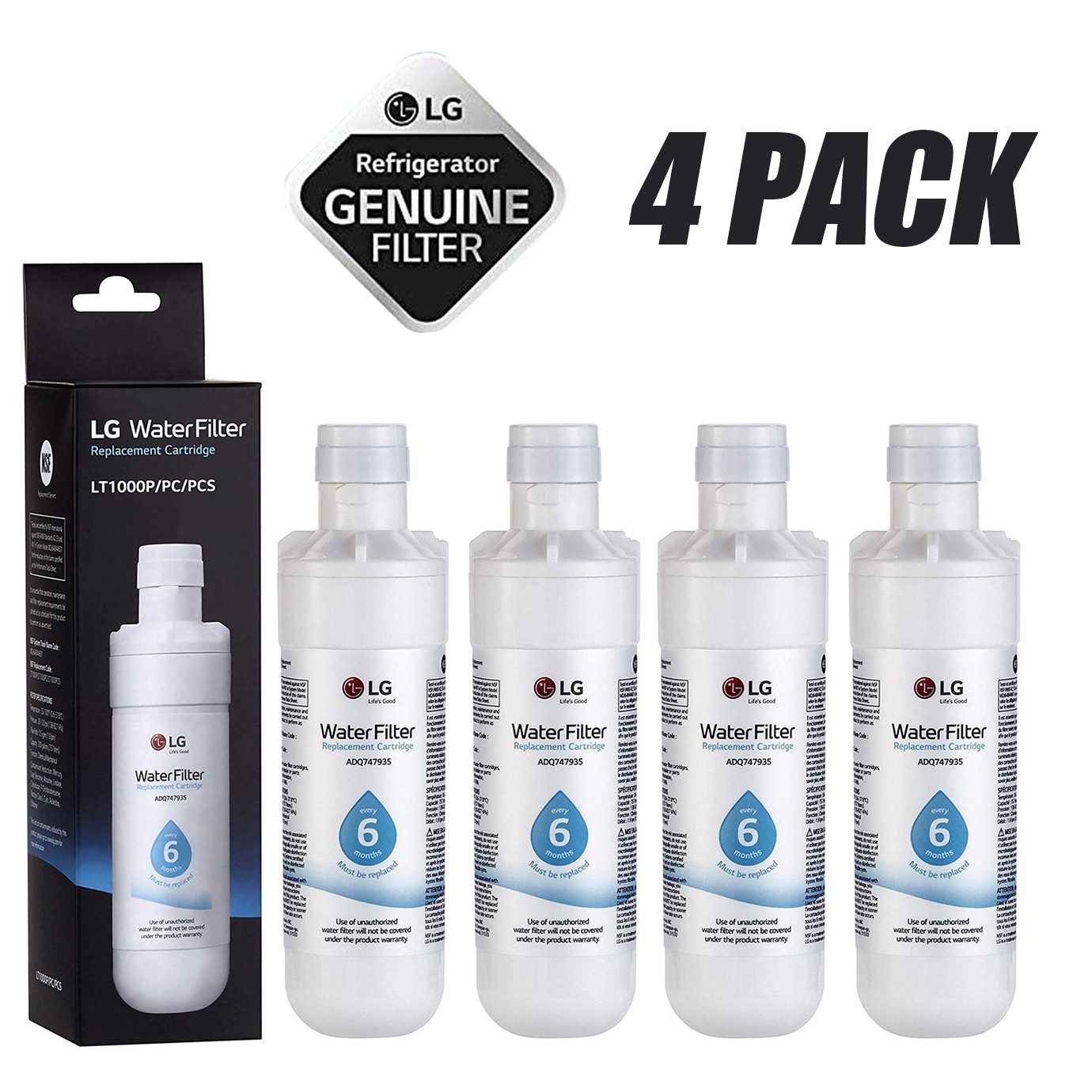 For LG LT1000P/PC/PCS Refrigerator Water Filter 4 PACK New, FREE SHIPPING