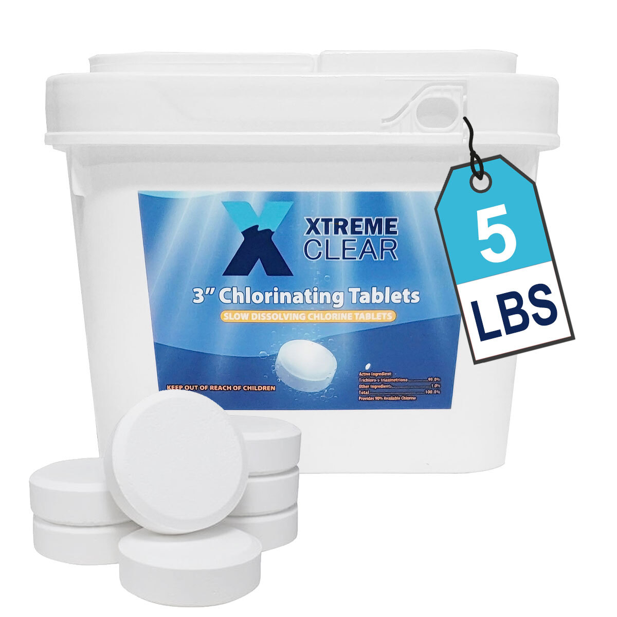 Xtremeclear 3″ Stabilized Chlorine Tablets Swimming Pool Spa Hot Tub, 5 Pounds