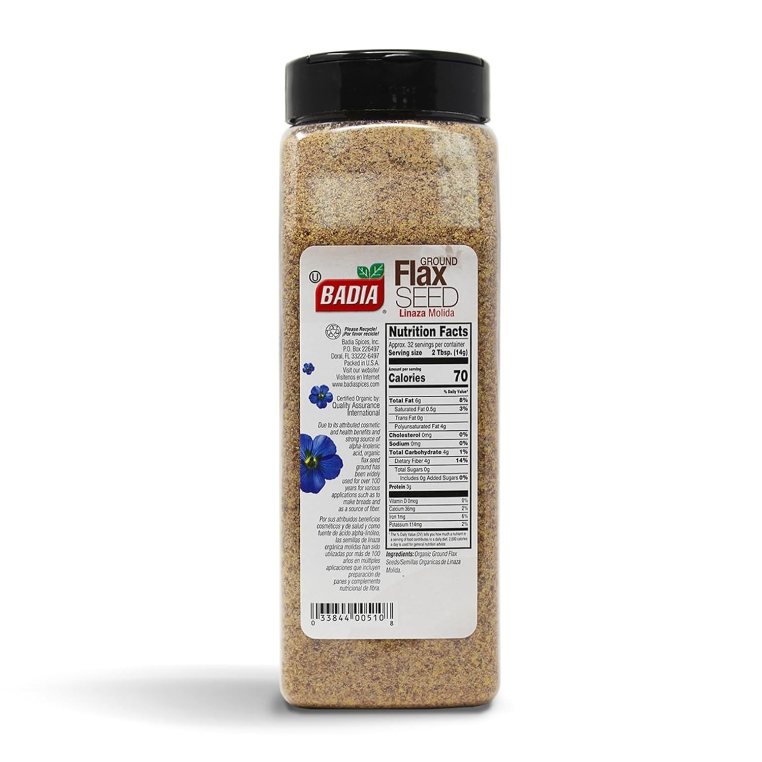 Badia Organic Flax Seed, Ground, 16-Ounce
